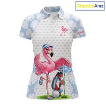 Load image into Gallery viewer, Custom Blue Tropical Monstera Funny Flamingo Matching Womens Golf Polo Shirts Team Golf Clothes  NYN2881