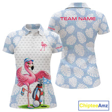 Load image into Gallery viewer, Custom Blue Tropical Monstera Funny Flamingo Matching Womens Golf Polo Shirts Team Golf Clothes  NYN2881