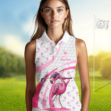 Load image into Gallery viewer, Funny Flamingo Mens Golf Shirt Sleeveless Polo Personalized Pink Argyle Pattern Golf Team Outfits NYN3097