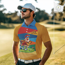 Load image into Gallery viewer, Colorful Rooster Mens Golf Polo Shirts Personalized Funny Golf Ball Shirts, Golf Gifts For Men NYN3098