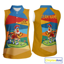 Load image into Gallery viewer, Colorful Rooster Womens Golf Sleeveless Polo Shirts Personalized Funny Golf Ball Shirts, Golf Gifts For Women NYN3098