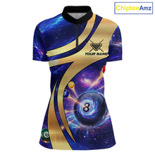 Load image into Gallery viewer, Purple Galaxy Pool 8 Ball Billiard Shirt For Women Personalized Multicolor Light Billiard Apparel NYN2893