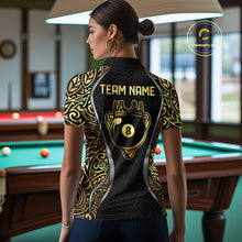 Load image into Gallery viewer, Personalized 8 Ball Pool Crown Women Billiard Shirts Gold And Silver Tribal Billiard Pool Jerseys NYN2894