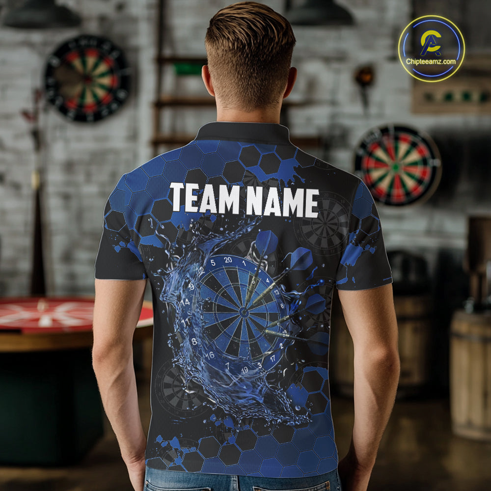 Watering Dartboard Darts Shirt For Men Custom Splatter Blue Hexagon Dart Team Jerseys NYN3117