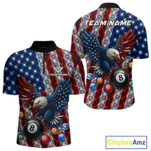 Load image into Gallery viewer, Lightning thunder American flag eagle billiard 1/4-zip shirt for men