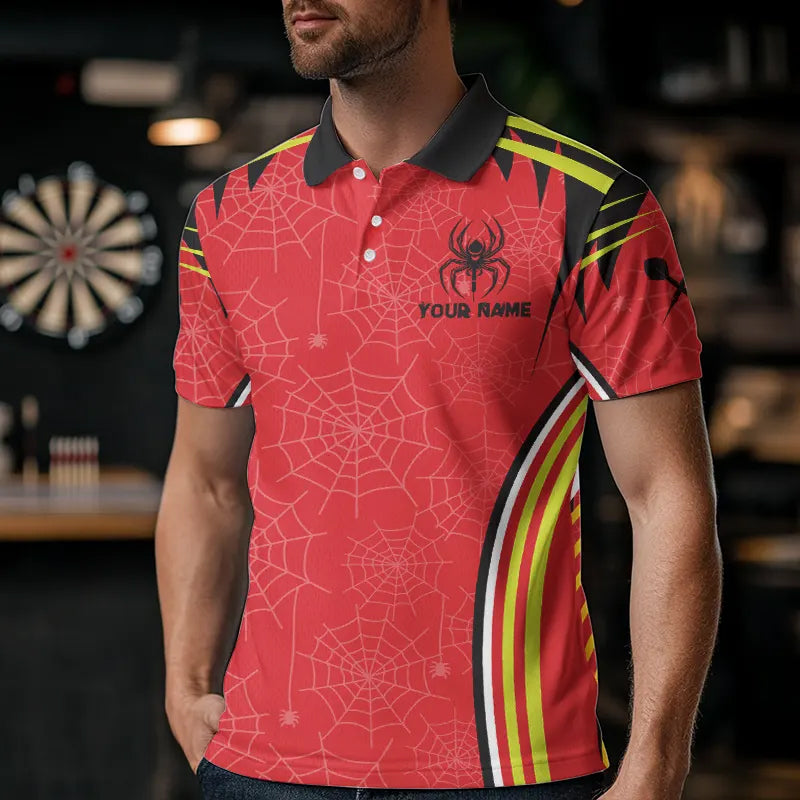 Personalized Black And Red Spider Dart Shirts For Men, Custom Dart Team Jerseys NYN0017