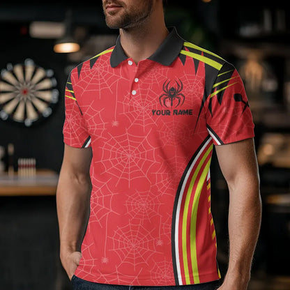 Personalized Black And Red Spider Dart Shirts For Men, Custom Dart Team Jerseys NYN0017