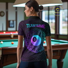 Load image into Gallery viewer, Custom Blue &amp; Purple Tribal 8 Ball Billiard Jersey For Women Billiard Clothes Billiard Team Shirts NYN2924