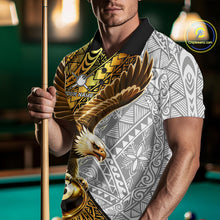 Load image into Gallery viewer, White And Gold Tribal Pattern Billiard Jersey For Men Custom Eagle 8 Ball Billiard Team Shirts NYN2926