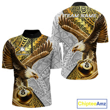 Load image into Gallery viewer, White And Gold Tribal Pattern Billiard Jersey For Men Custom Eagle 8 Ball Billiard Team Shirts NYN2926