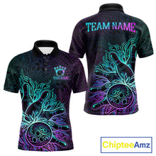 Load image into Gallery viewer, Blue &amp; Purple Tribal Pattern Bowling Ball Jersey For Men Custom Tribal Team Shirts Bowling League NYN2928