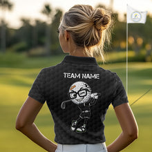 Load image into Gallery viewer, Funny Golfer Polos Team Outfits Black Golf Ball Pattern Jerseys For Women, Best Mens Golf Shirts NYN3316