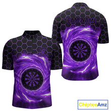 Load image into Gallery viewer, Black &amp; Purple Storm Lightning Dartboard Custom Mens Quarter-Zip Dart Shirt Halftone Dart Jerseys NYN1777