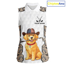 Load image into Gallery viewer, Cowboy Pattern White Golf Ball Womens Golden Golf Sleeveless Polo Shirts Custom Name Golf Gifts NYN3151