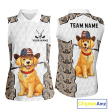 Load image into Gallery viewer, Cowboy Pattern White Golf Ball Womens Golden Golf Sleeveless Polo Shirts Custom Name Golf Gifts NYN3151