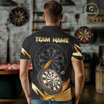 Black And Gold Horror Wolf Dart Shirts For Men Custom Thunder Dartboard Dart Team Name Jerseys NYN3625