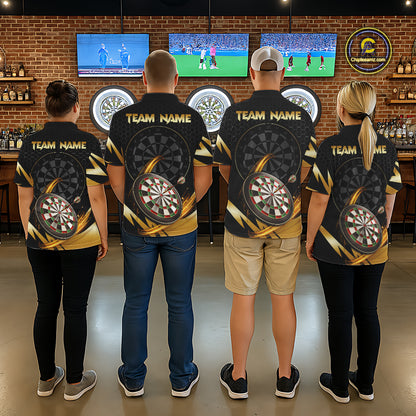 Black And Gold Horror Wolf Dart Shirts For Men Custom Thunder Dartboard Dart Team Name Jerseys NYN3625