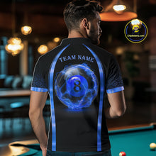 Load image into Gallery viewer, Black&amp;Blue Thunder Lightning 8 Ball Pool Billiard Jerseys For Men Custom Billiard Team Shirt NYN3159