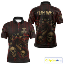 Load image into Gallery viewer, Red Dripping Cobra Dartboard Custom Men's Polo Darts Shirt Grunge Skull Darts Jersey NYN1796