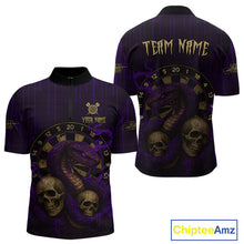 Load image into Gallery viewer, Purple Dripping Cobra Dartboard Custom Men's Quarter-Zip Darts Shirt Grunge Skull Darts Jersey NYN1797