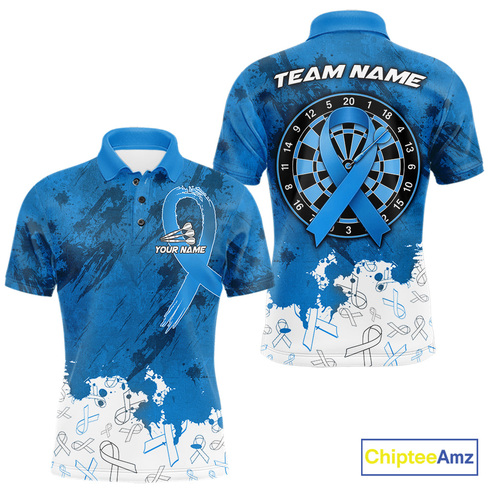 White and blue grunge ribbon dart shirt for men prostate cancer team apparel