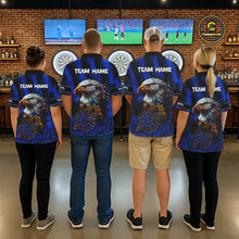 Load image into Gallery viewer, American Flag Eagle Men Darts Polo &amp; 1/4-Zip Shirt Custom Patriotic Outfit Dart Team Jersey | Blue NYN3349