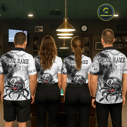 Funny Spider Billiard Pool Shirts For Women Custom Grunge Ball 8 Billiard League Jerseys NYN2304