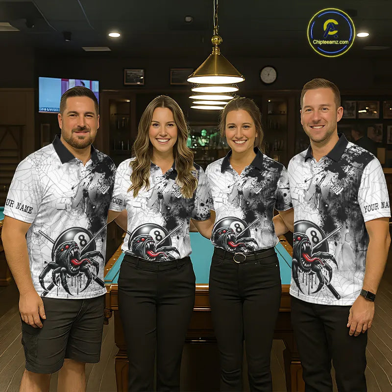 Funny Spider Billiard Pool Shirts For Women Custom Grunge Ball 8 Billiard League Jerseys NYN2304