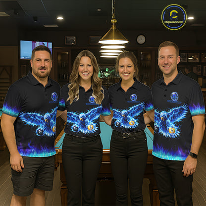 Blue Flaming Eagle Play 8 Ball And 9 Ball Billiard Pool Shirt For Women Custom Billiard Team Appeal NYN2761