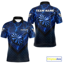 Load image into Gallery viewer, Blue Hexagon Pattern Thunder Lightning Mens Darts Shirt Personalized Dart Team Jerseys For Darters NYN3164