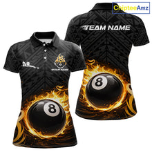 Load image into Gallery viewer, Yellow Tribal Flaming Pool 8 Ball Women Billiard Polo &amp; 1/4-Zip Shirt Personalized Billiard Attire NYN2601