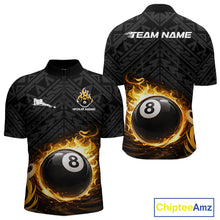 Load image into Gallery viewer, Yellow Tribal Flaming Pool 8 Ball Men Billiard Polo &amp; 1/4-Zip Shirt Personalized Billiard Attire NYN2601