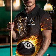 Load image into Gallery viewer, Yellow Flames Crown Lion Pool 8 Ball Men Billiard Polo &amp; 1/4-Zip Shirt Custom Billiard Attire NYN2605