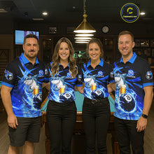Load image into Gallery viewer, Thunder Lighting Blue 8 Ball Billiard Pool Shirt For Women Custom Funny Shark Billiard Team Appeal NYN2766