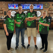 Load image into Gallery viewer, Lightning Green Butterflies Skull Dartboard Custom Men Darts 1/4-Zip Shirt Dart Jerseys NYN2354