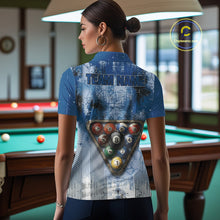 Load image into Gallery viewer, Blue Grey Grunge 8 Ball Pool Shirts Custom Women Billiard Pool Shirts Rack Billiard Team Jerseys NYN2976