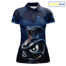 Load image into Gallery viewer, Personalized Funny 8 Ball Pool Cobra Snake Billiard Shirts For Women Billiard Polo &amp; 1/4-Zip Jerseys NYN2988