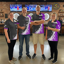 Load image into Gallery viewer, Purple Fiery Rooster Fury Dart Arrow Men Funny Darts Quarter- Zip Shirt Custom Name Darts Jersey NYN2112