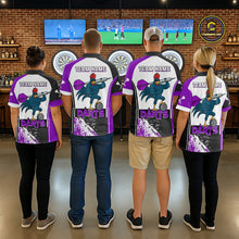 Load image into Gallery viewer, Purple Fiery Rooster Fury Dart Arrow Men Funny Darts Quarter- Zip Shirt Custom Name Darts Jersey NYN2112