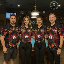 Load image into Gallery viewer, Skull Tribal Ball Pool Men Billiard Polo &amp; 1/4-Zip Shirts Custom Flame 8 Ball Billiard Attire NYN2389