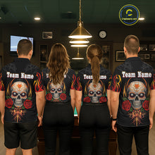 Load image into Gallery viewer, Skull Tribal Ball Pool Men Billiard Polo &amp; 1/4-Zip Shirts Custom Flame 8 Ball Billiard Attire NYN2389