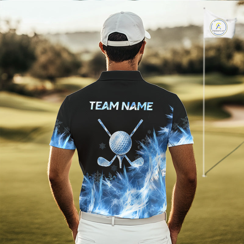 Icy Blue Light Mens Golf Polo Shirt Customize Golf Gifts For Men Golf Team Shirts, Golf Gifts NYN4038