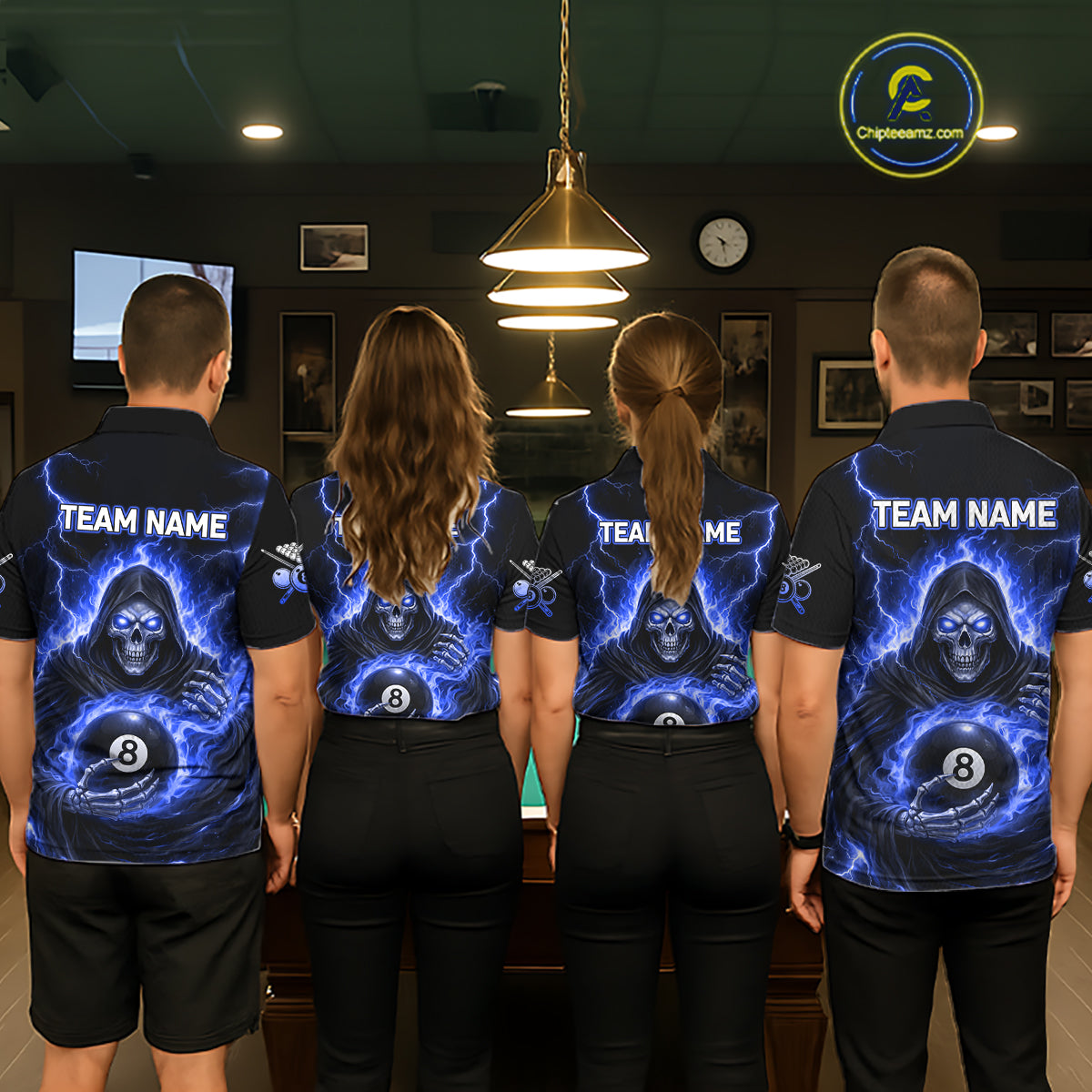 Blue Flames Grim Reaper Holding 8 Ball Pool Women Polo & 1/4-Zip Shirt Personalized Billiard Gifts NYN2661