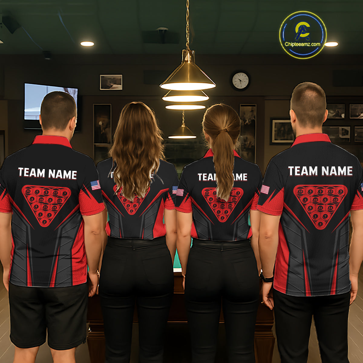 Black And Red Billiard Ball Pool Women Polo & 1/4-Zip Shirt Custom 8 Ball 3D Billiards Jerseys NYN2451