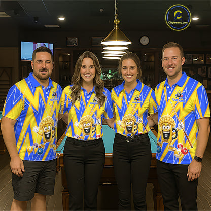 Yellow And Blue Funny Beer Billiard Shirt For Women Custom 8 Ball Pool Polo & 1/4 Zip Jersey NYN3781