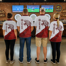 Load image into Gallery viewer, Personalized White And Red Striped Leopard Darts Polo Shirts For Men Dart Team Jerseys NYN2197