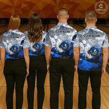 Load image into Gallery viewer, White Blue Funny Cracked Pins &amp; Ball Bowling Shirt For Men Custom Outfit Team Bowling Jersey NYN3234
