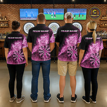 Load image into Gallery viewer, Custom Smoke Pink Fire Flaming Dart Arrow Women Darts Quarter-Zip League Shirts Dart Team Jerseys NYN2213