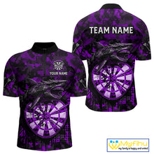 Load image into Gallery viewer, Custom Purple Digital Camo Dartboard Horror Shark Darts Quarter-Zip Shirt For Men Dart Gifts NYN1967