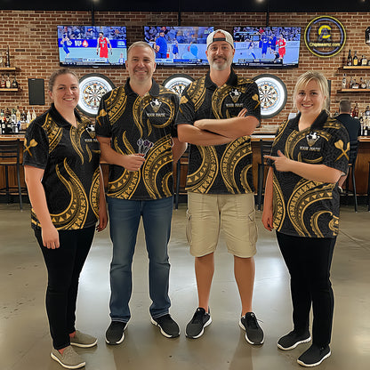 Black And Gold Tribal Human Play Dartboard Darts Polo Shirt Personalized Dart Jerseys For Women NYN2518